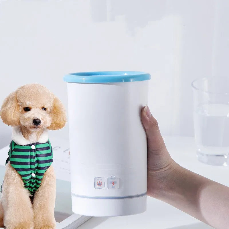 Automatic pet foot washing cup with silicone brushes in three sizes for dogs and cats