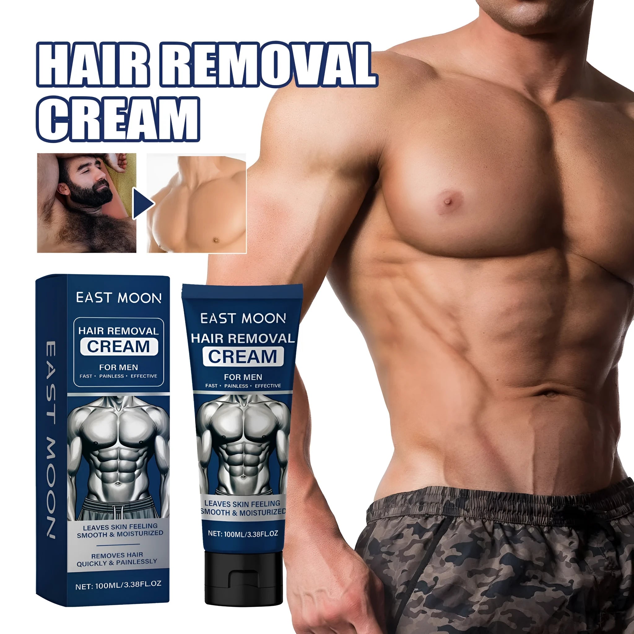 Men's 100ml hair removal cream for facial beard, lip, armpit, hand and leg body depilatory