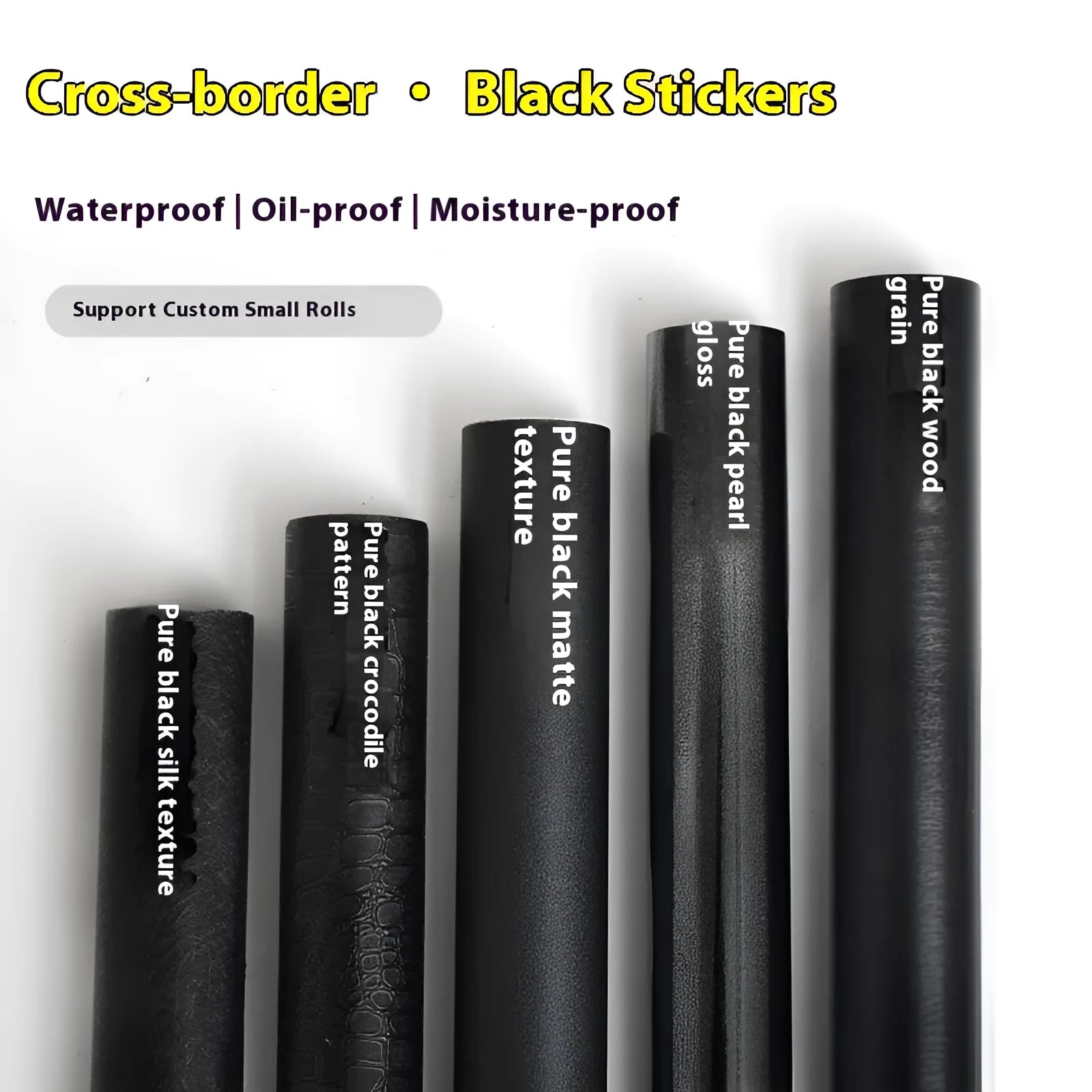 Self-adhesive black wood grain PVC wallpaper roll for furniture renovation, 40cm width