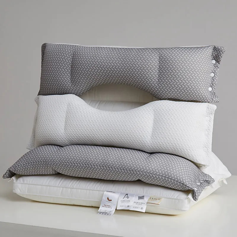 Double-layer chemical fibre pillow for cervical support, single size 40x60cm, simple style, three loft options