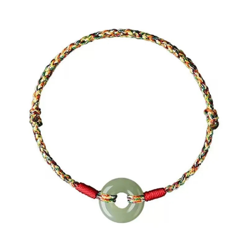 Handmade colourful braided rope bracelet with peace buckle closure, natural style unisex accessory