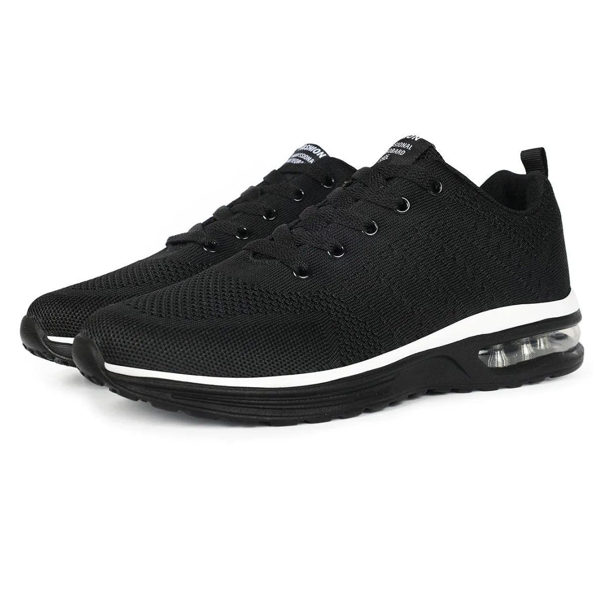Flyknit mesh running shoes in multiple colours with round toe design and PU soles