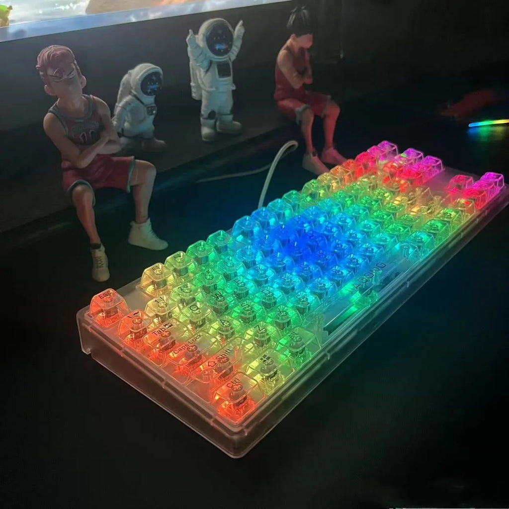 Universal transparent mechanical keyboard keycaps 132-key full set showing backlight compatibility