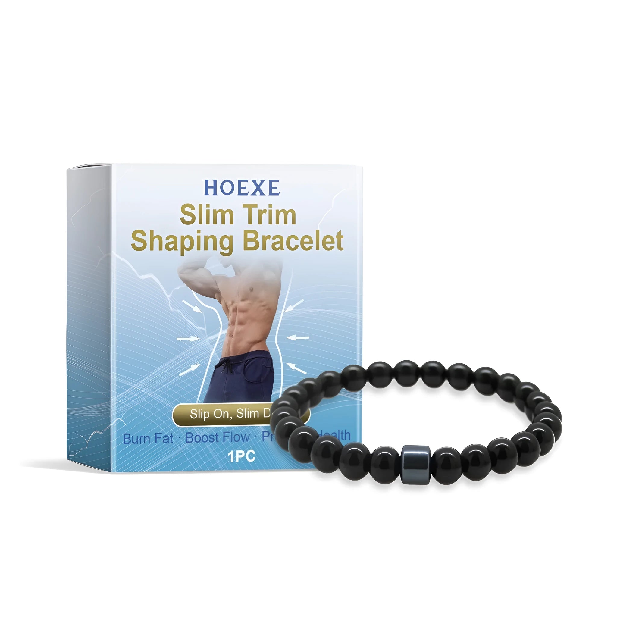 Men's glass and black gallstone body shaping wristband for weight management