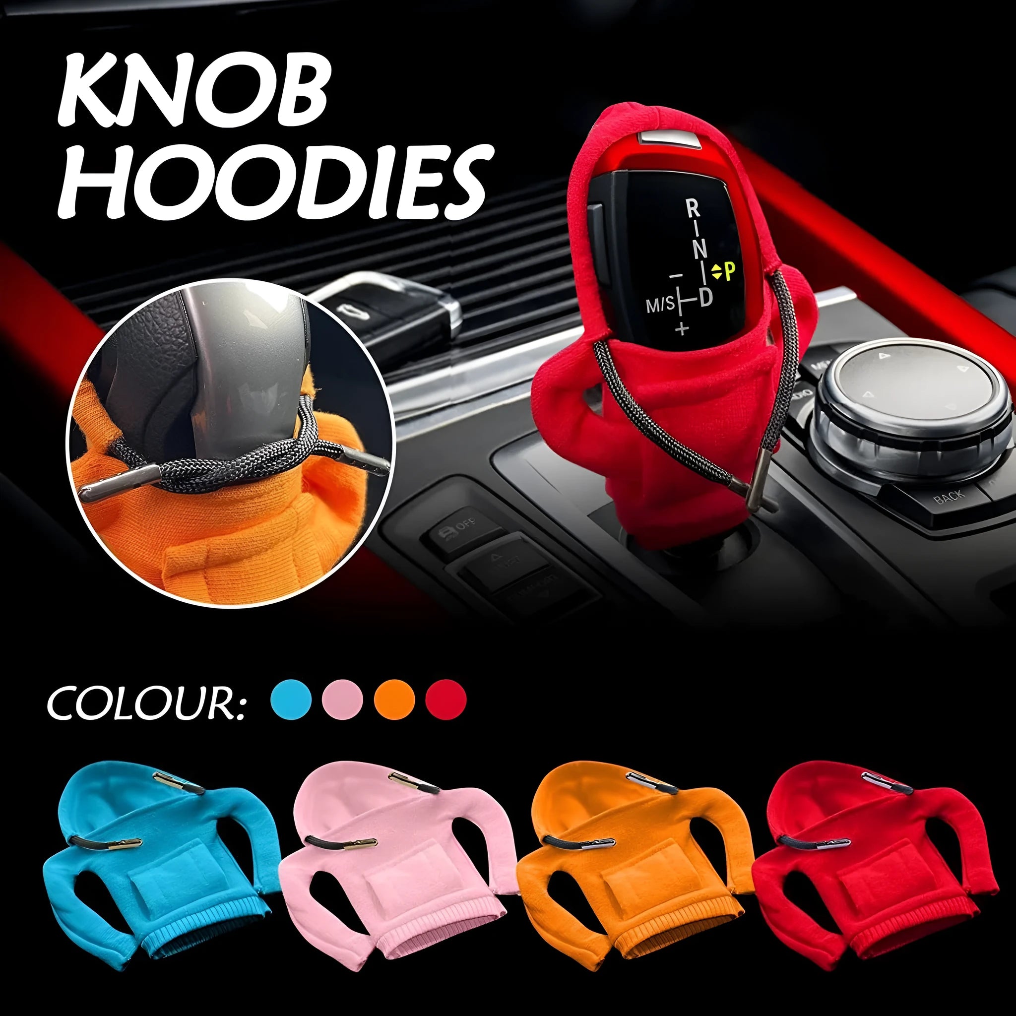 Cloth gear shift knob hoodie cover in multiple colours with 13x8cm dimensions