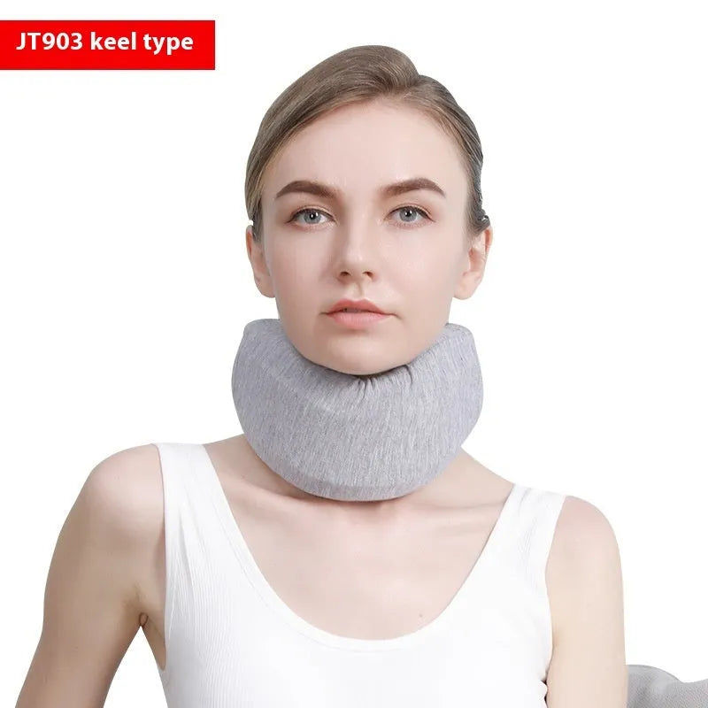 White PP plastic neck brace and cervical support instrument for posture correction.
