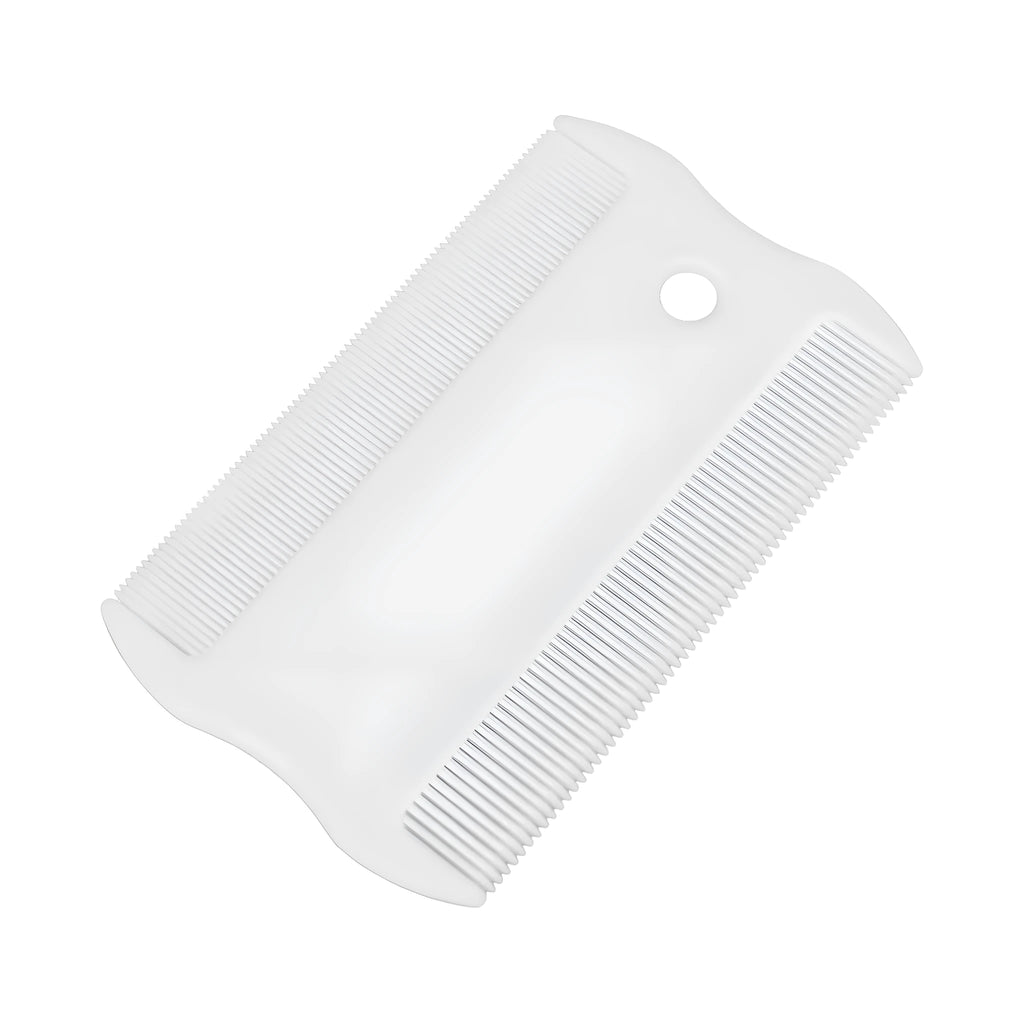 Double-sided plastic flea comb for pets with dense teeth and 0.85 cm by 5 cm dimensions