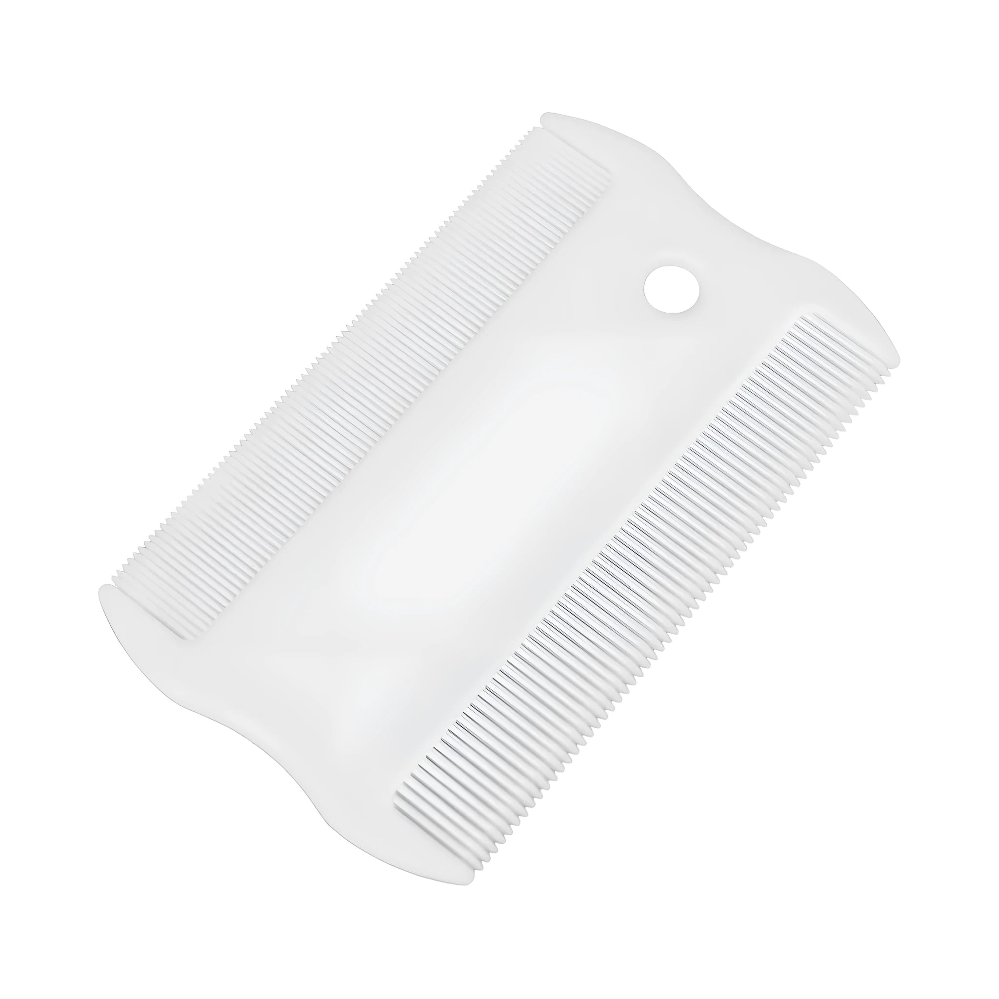 Double-sided plastic flea comb for pets with dense teeth and 0.85 cm by 5 cm dimensions