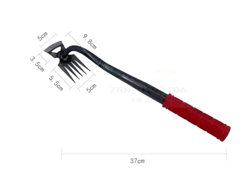 Multi-function dual-purpose gardening hoe rake tool with alloy steel construction