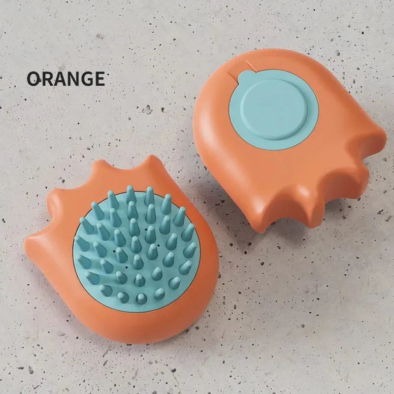 Blue pet bath brush with shampoo box for cats and dogs