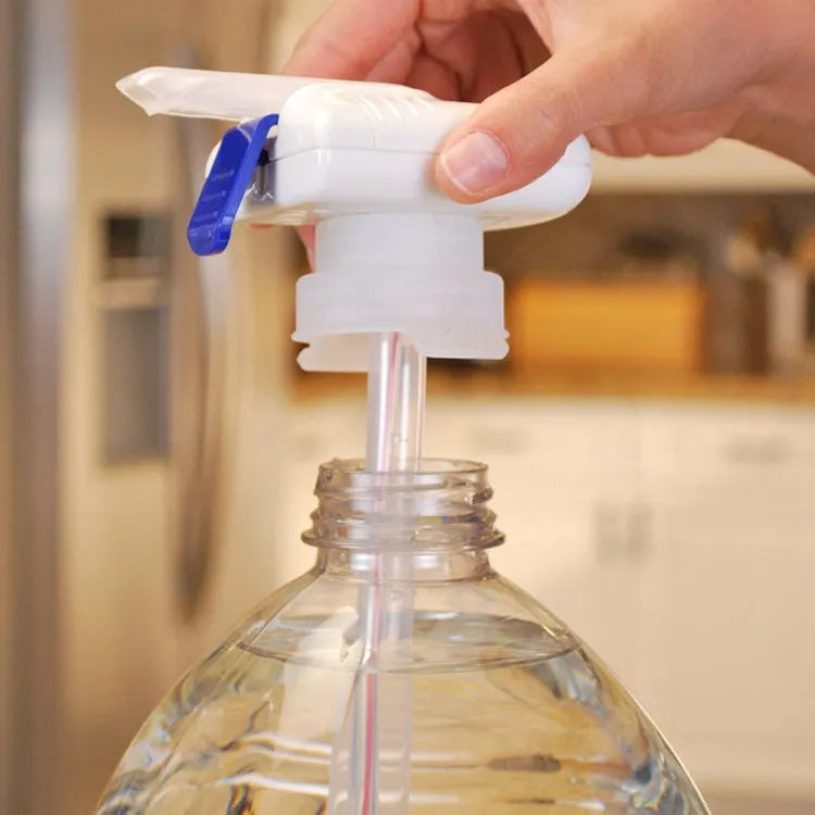 Manual pumping water device with PP silicone straws and a blue press handle for beverages.