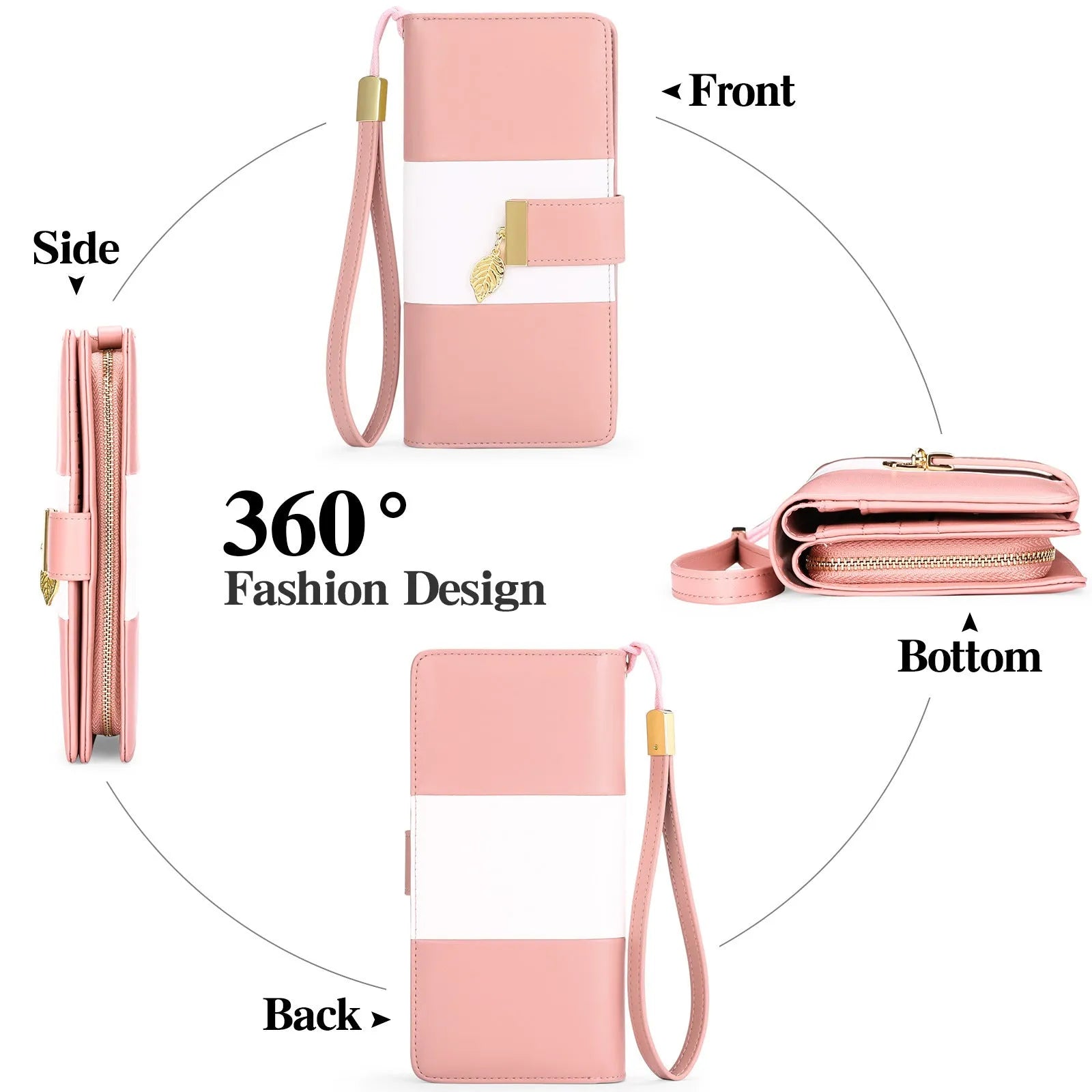 A locking anti-theft clutch handbag in PU leather, shown in midnight black, with dimensions 19.5 by 10.5 by 3.5 cm.