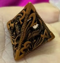 7-piece hollow copper electroplating dice set in multi-colour right-angle style, DND dice on gaming mat