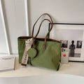 Casual large capacity polyester tote bag with horizontal square shape and shoulder strap