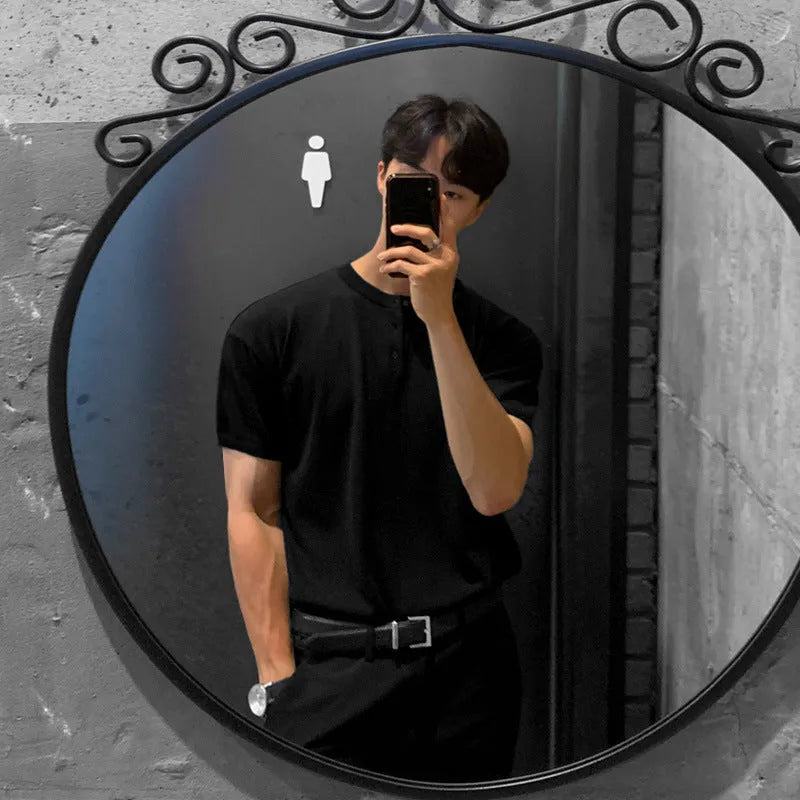 Men's short-sleeved ice silk knitted bottoming shirt in slim-fit style