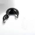 Insight glossy ring earring single ear hook in titanium steel ball pattern in black 6mm size