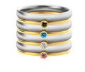 December birthstone titanium steel ring with engraved geometric design and gold accents