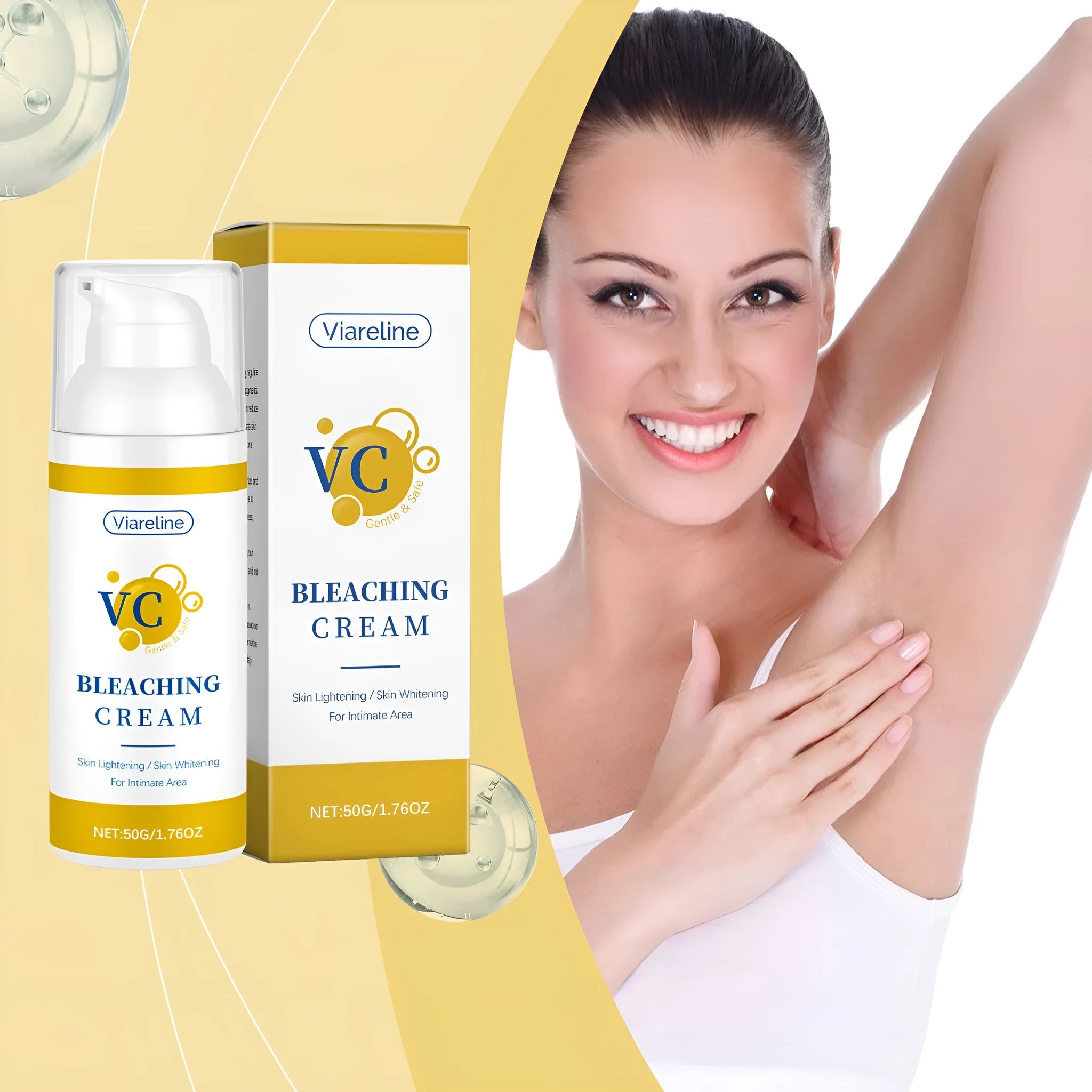 50g jar of skin whitening cream with vitamin C for brightening and pigmentation treatment