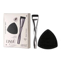 Spiral one-shaped powder foundation brush with long plastic handle on a black pineapple box