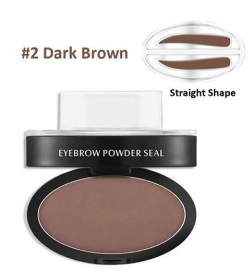 Eyebrow powder stamp kit with 10 colour options including dark brown and light brown shades for natural brows