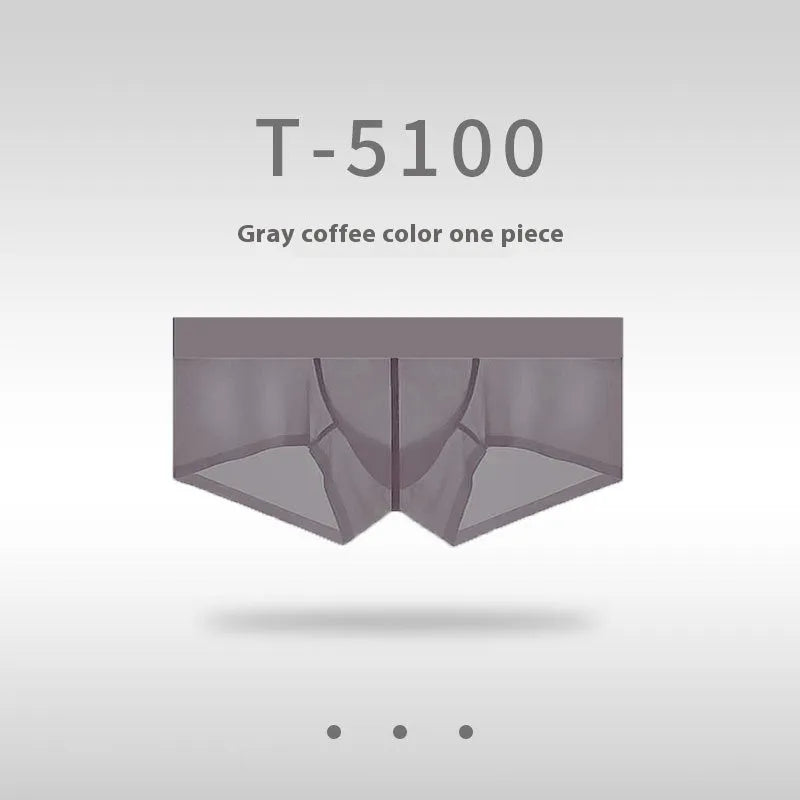 Men's seamless low waist underwear in ice silk nylon fabric showing chocolate colour option
