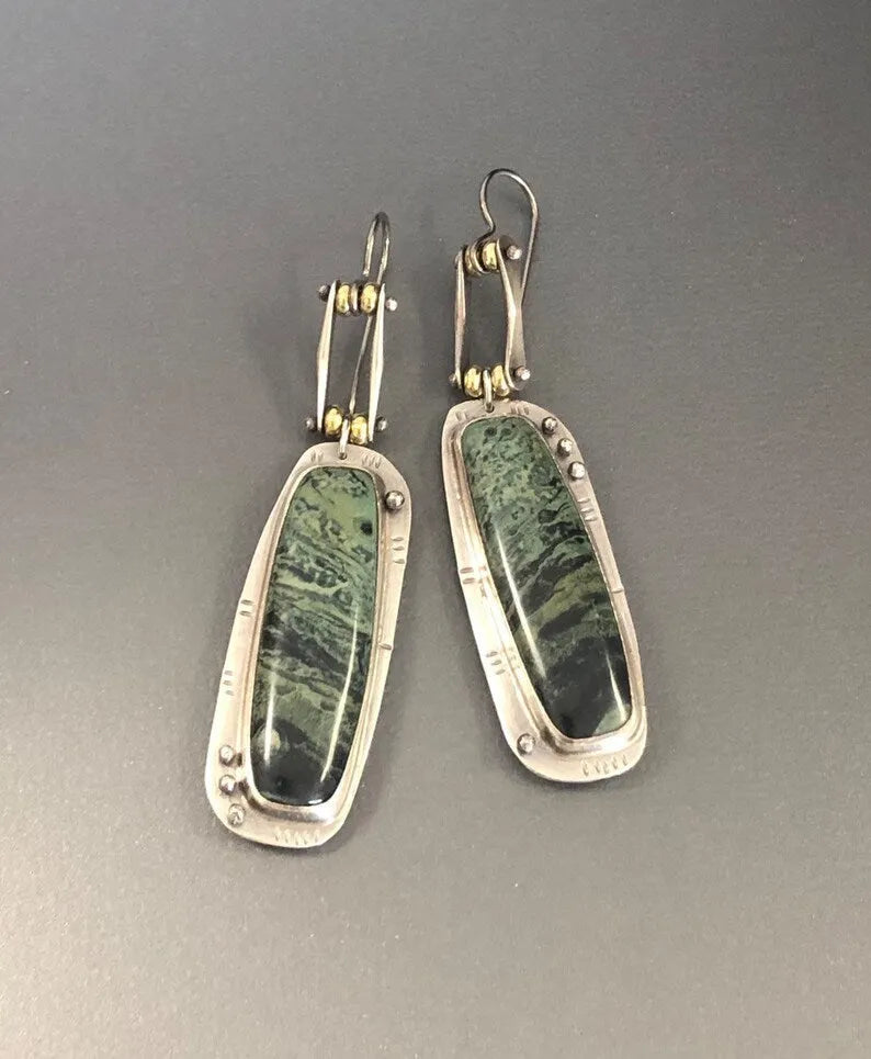 Two-tone marble pattern geometric alloy earrings with simple design
