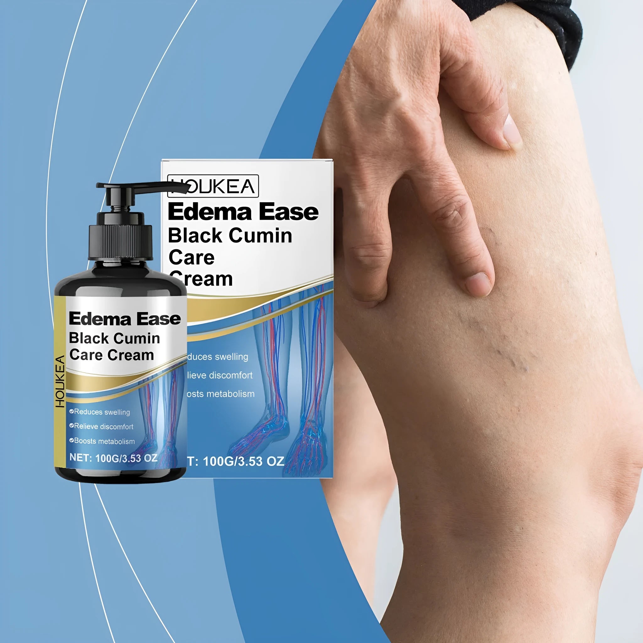 A 100g jar of herbal blend body soothing cream containing cumin seed oil and vitamin E.
