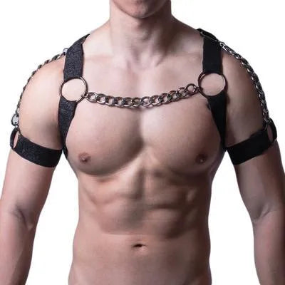 Adjustable elastic belly band binding corset in black with metal chain closure for waist shaping, specification YLM-123