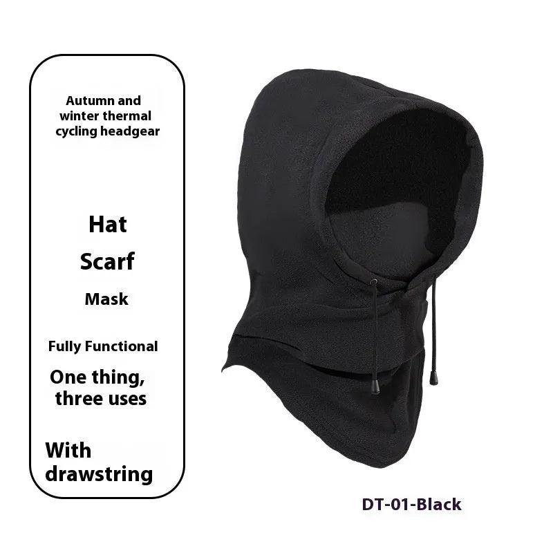 Thermal windproof cycling sports mask in polar fleece black free size unisex face cover