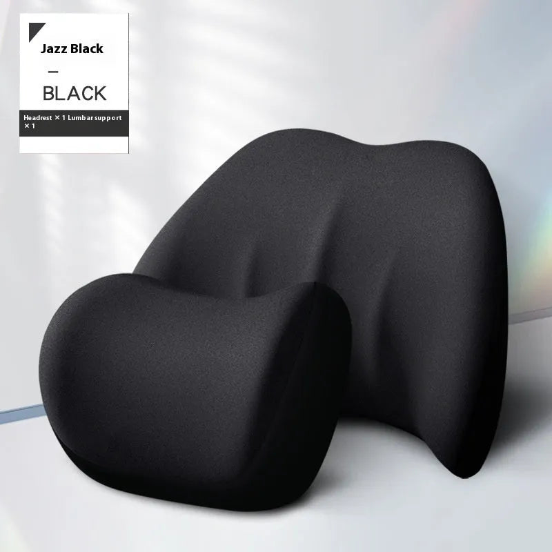 Memory foam automotive waist cushion in black elastic fabric for car lumbar support