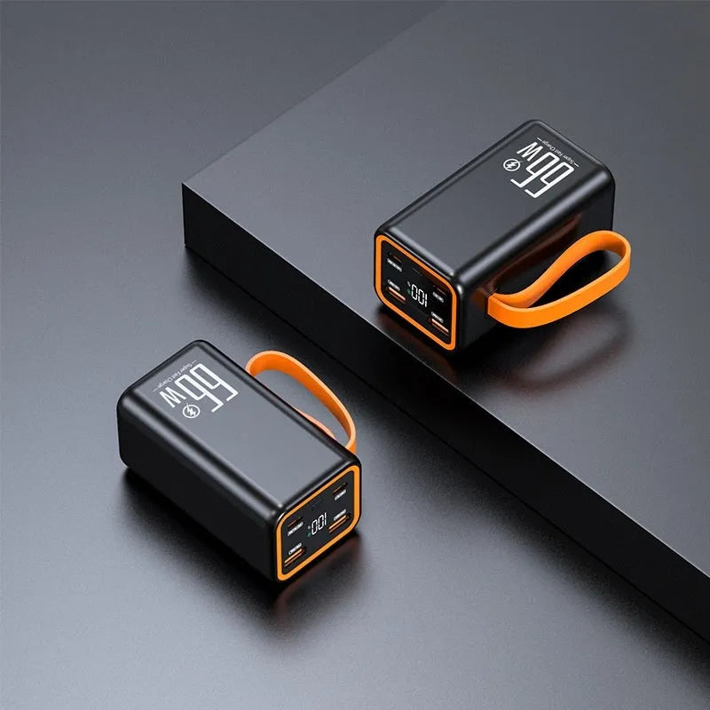 Black and white 20000 mAh fast charging power bank with compact dimensions