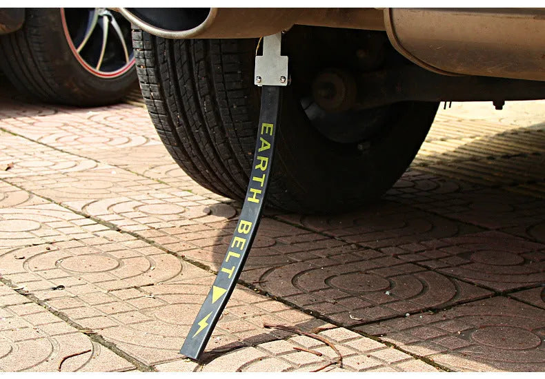 Black car electrostatic grounding chain with copper wire, measuring 370mm in length.