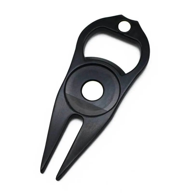 Zinc alloy golf ball yoke and bottle opener tool in black, green, and silver colour options