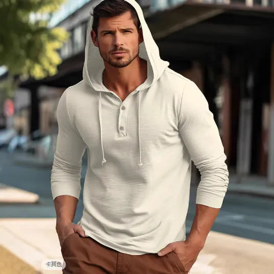 Casual cotton sports hoodie pullover top in apricot colour on a hanger