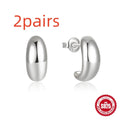 S925 sterling silver C-shaped earrings with electroplated gold colour finish