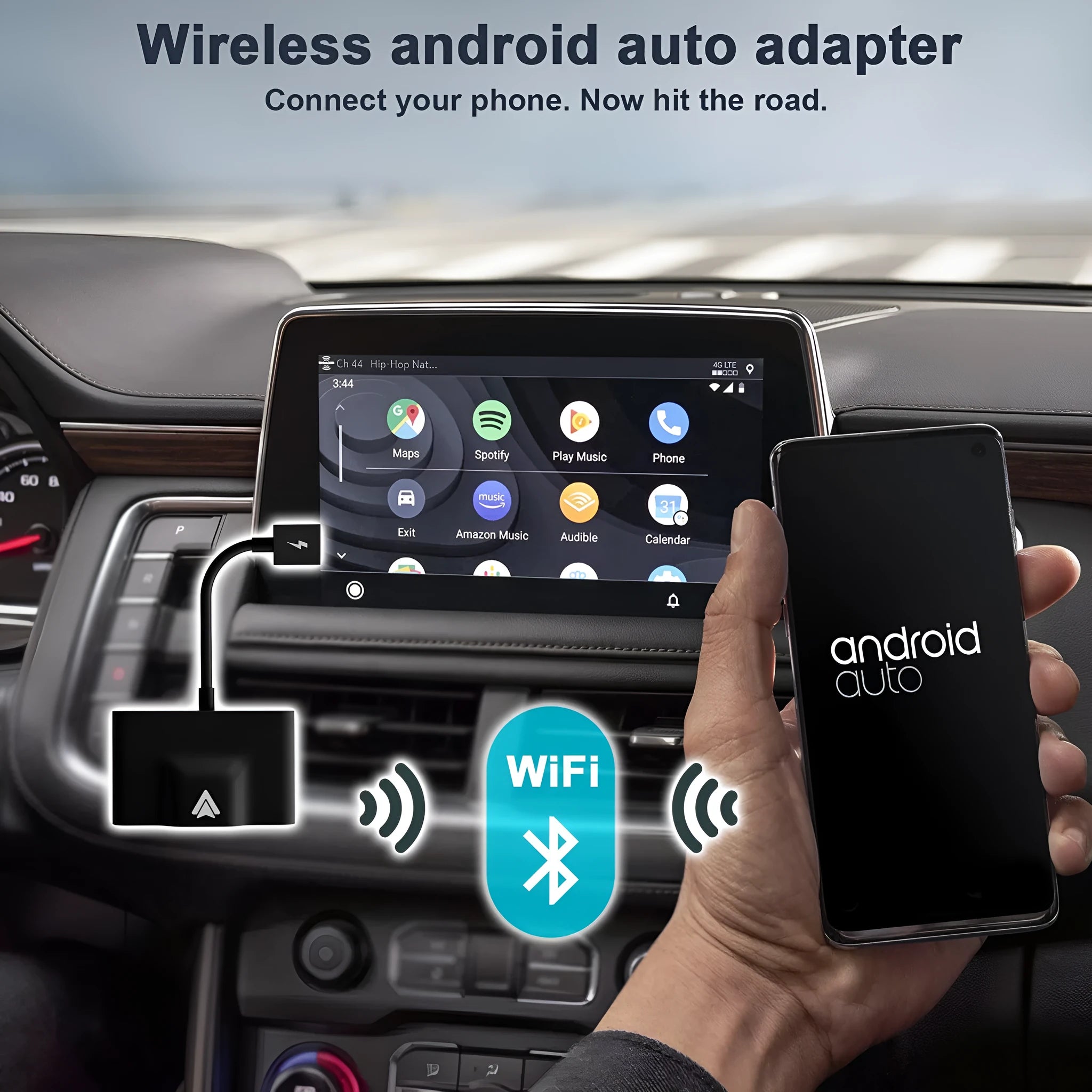 Car wired to wireless Android adapter in black and white colour variants for connecting phones to factory CARPLAY systems.
