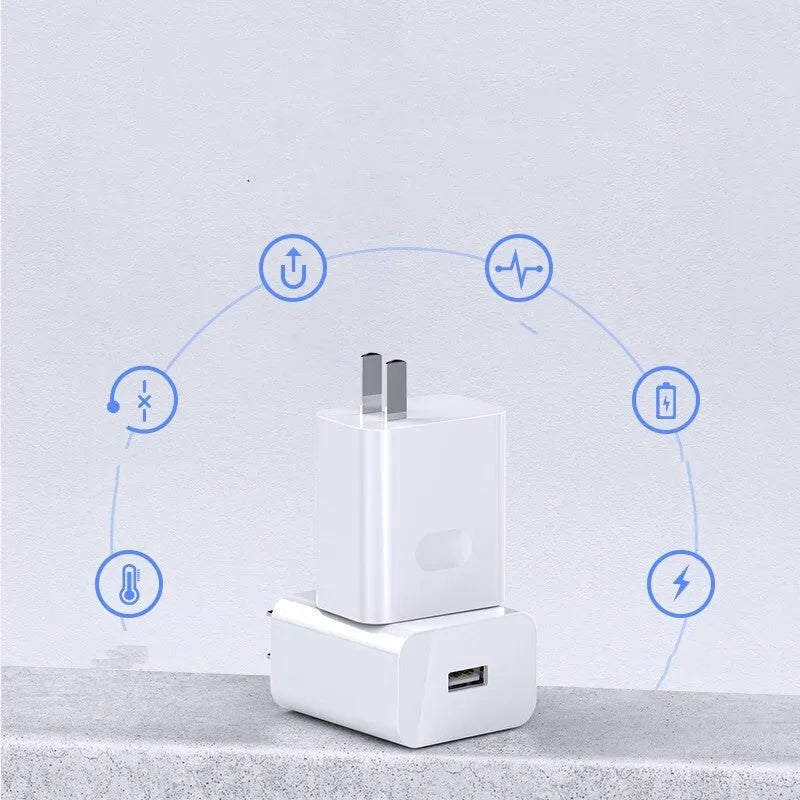 White 40W fast charger set with USB charging head and 5A cable for mobile phones