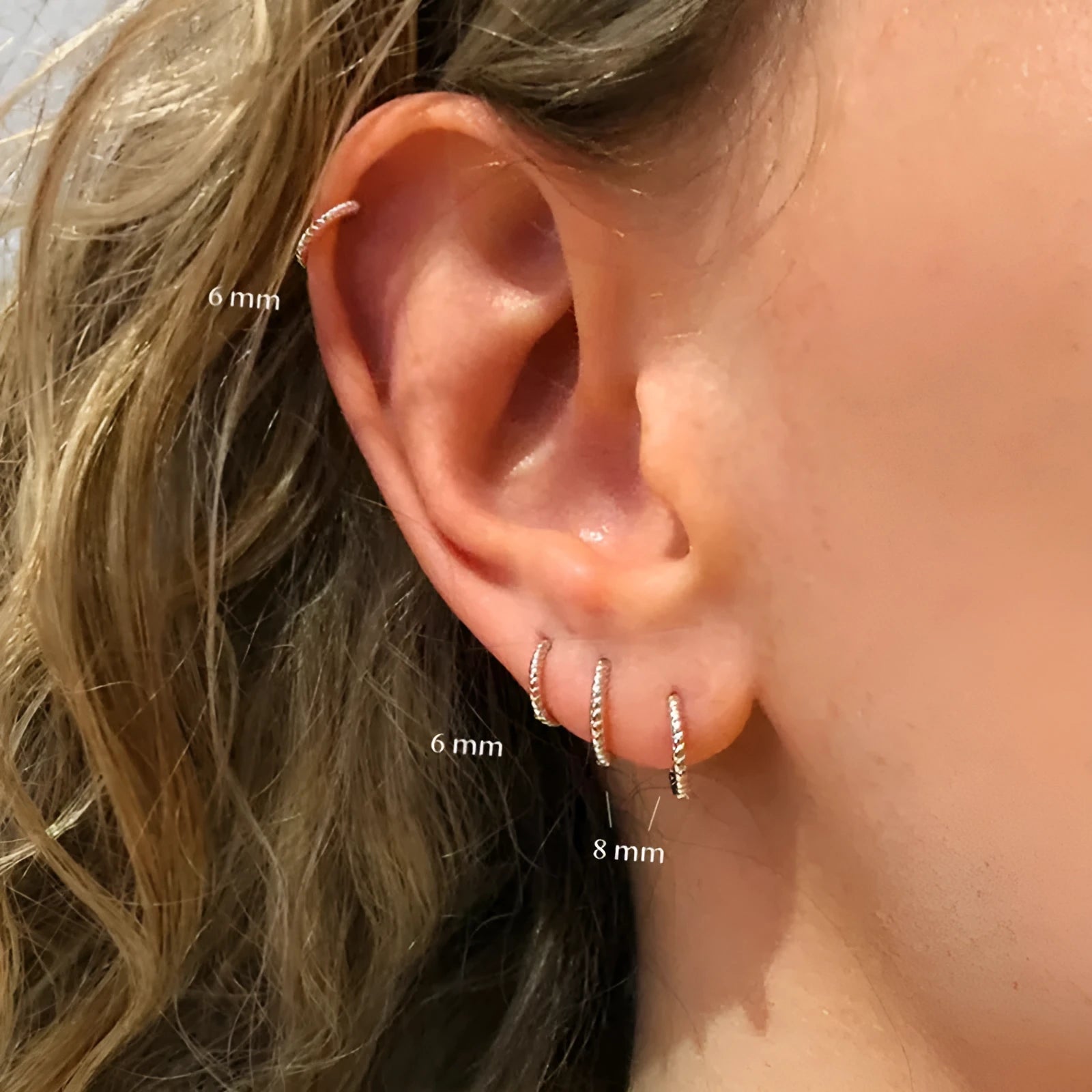 S925 sterling silver twisted string round earrings in gold or white gold electroplated finishes