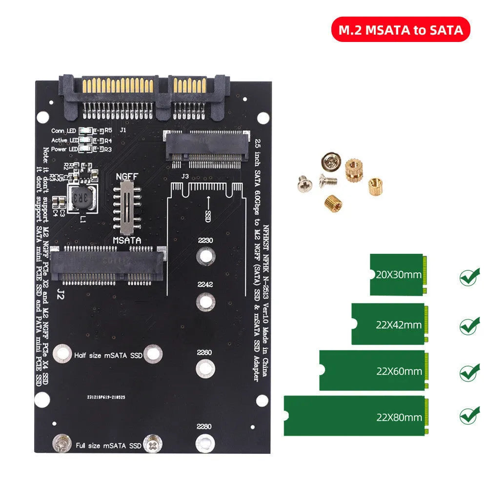 SATA3 to M.2 NGFF MSATA SSD conversion adapter card in black and blue options