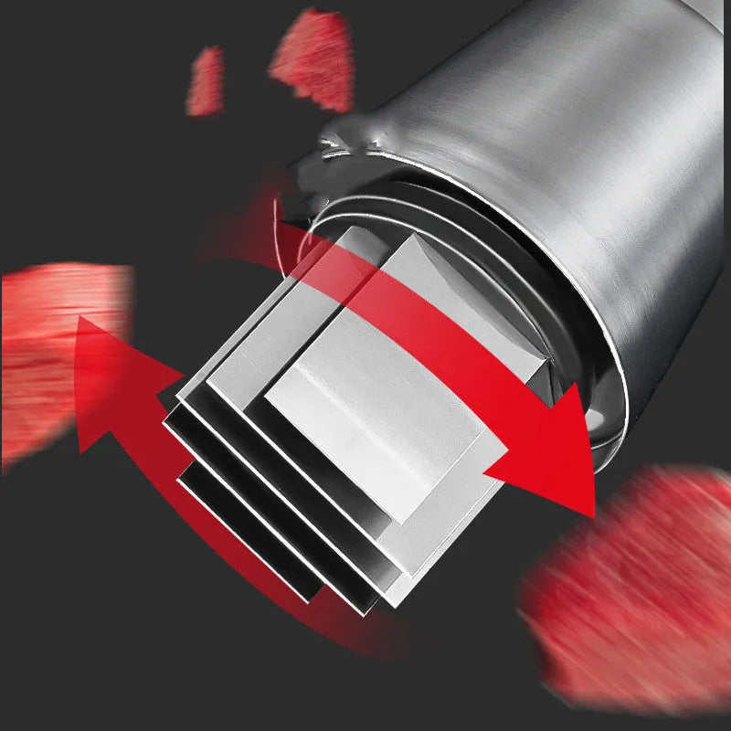 Manual garlic crusher and onion chopper kitchen gadget with stainless steel blades