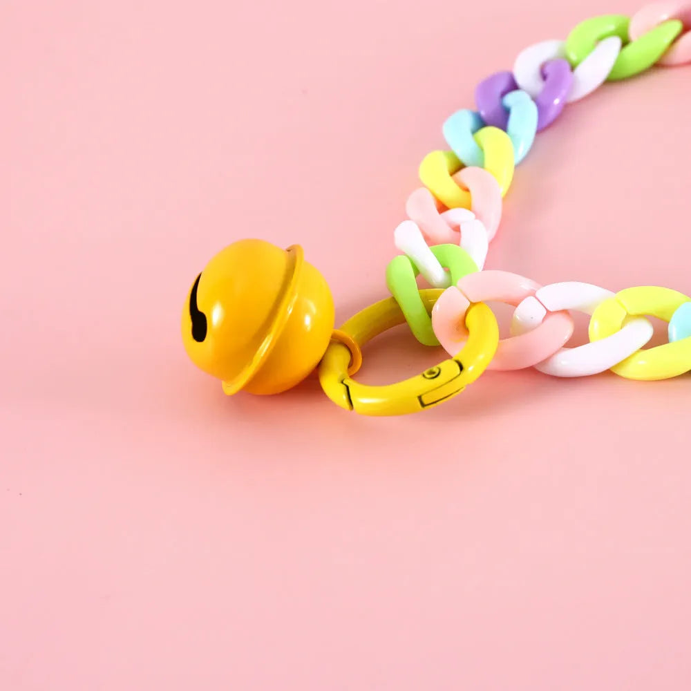 Adjustable plastic pet collar in macaron candy colours with chain details for cats dogs rabbits