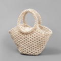 Maple wood hand-woven seaside handbag with wooden beads in dumpling shape