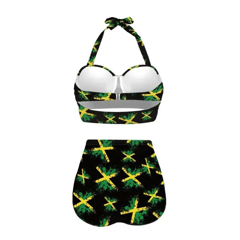 Women's halter neck bikini with lace-up front and briefs in polyester fabric, colour ZYSFJ1917B5-1.