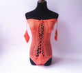 Women's off-the-shoulder one-piece swimsuit in summer colours with European and American sizing