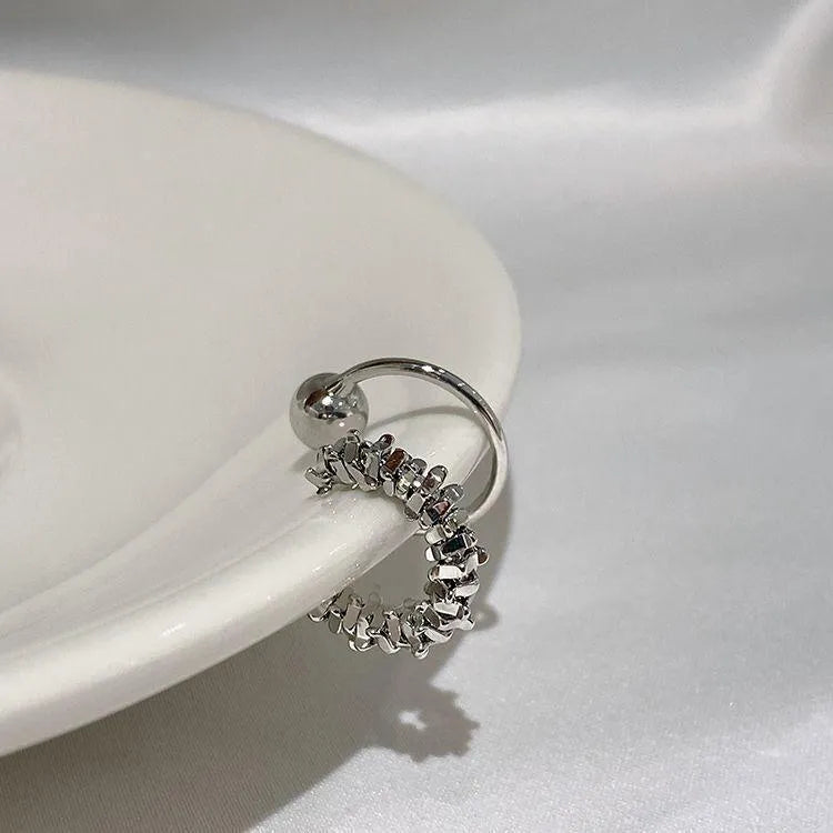 Alloy ear clip earrings with irregular frosty geometry shape and double clip mechanism