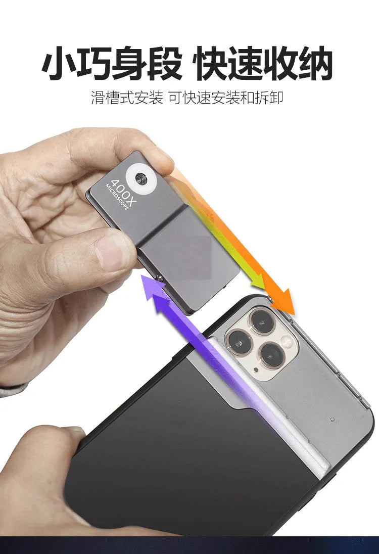 Black silver aluminium alloy mobile phone microscope lens with protective case for iPhone compatibility
