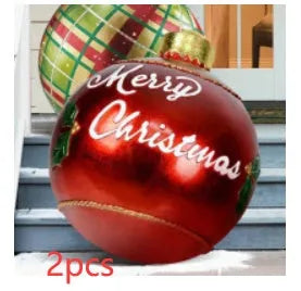 Large 60cm diameter inflatable PVC Christmas ball decoration for outdoor tree hanging