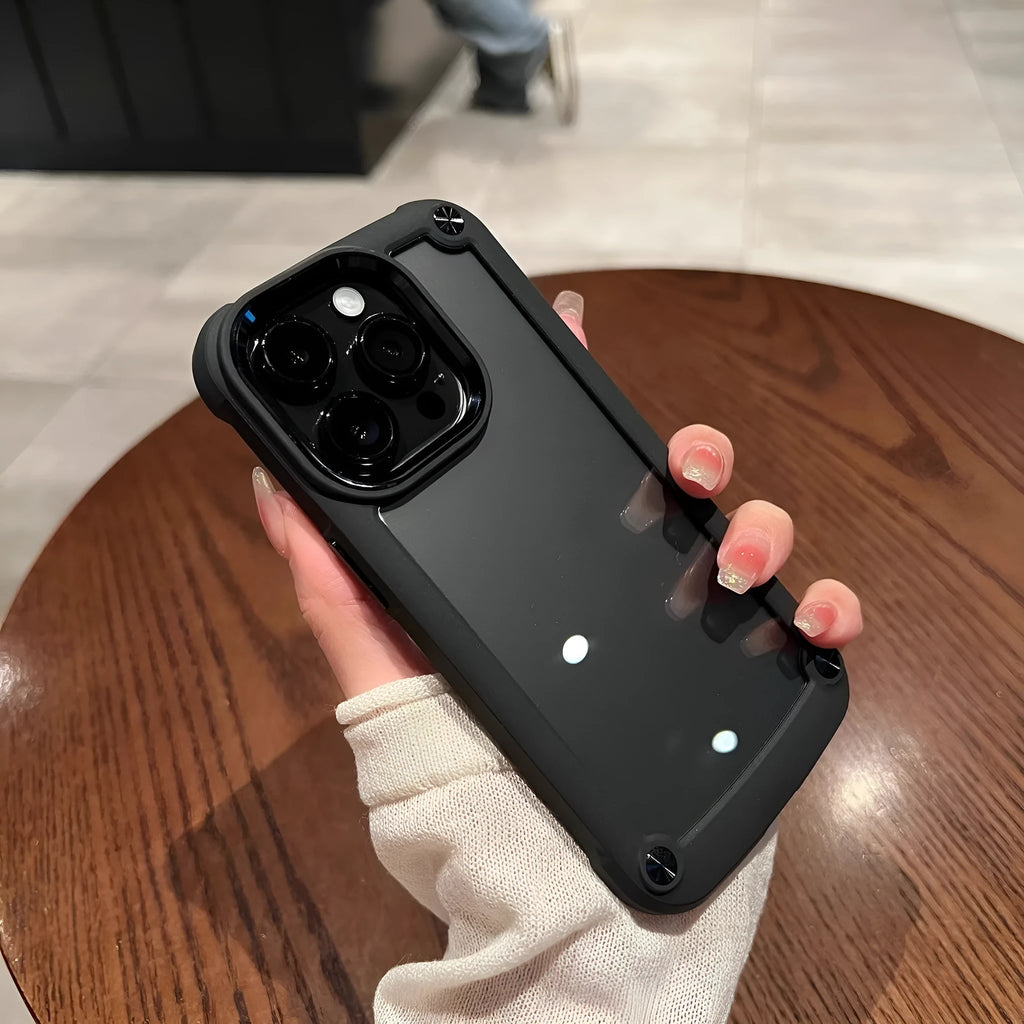 Transparent frosted silicone phone case for iPhone, drop-resistant non-yellowing, black colour