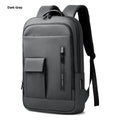Men's lightweight Oxford cloth backpack in dark grey with sewing line detail.