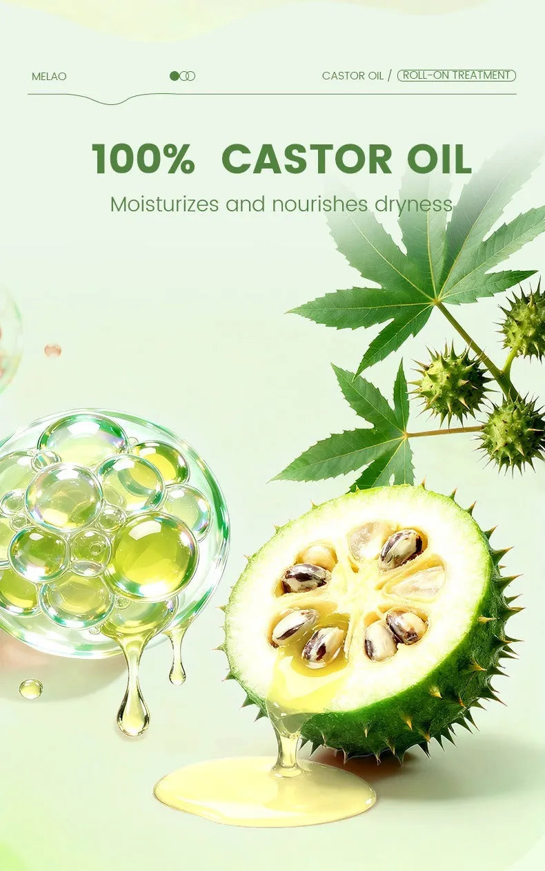 Castor oil roll-on 10ml portable hair growth and regeneration serum for scalp nourishment